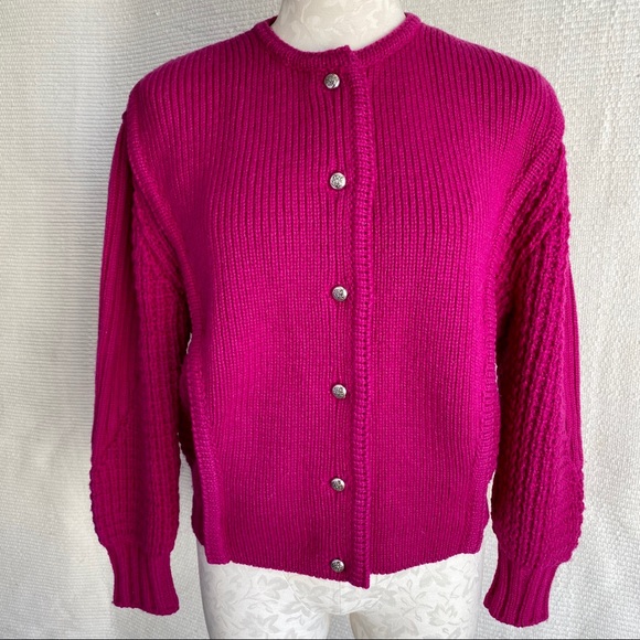 Vintage M/L Handwoven Wool Cardigan Knit Jacket - Picture 5 of 8